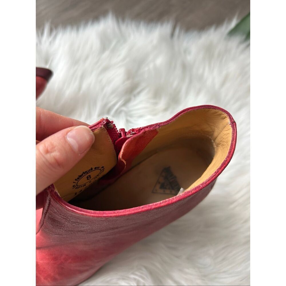 John fluevog THE JITTERS WEDGED ANKLE booties red color size 8 - Picture 6 of 7